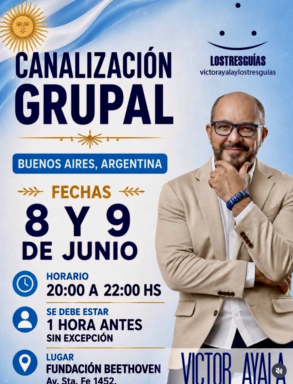 Cartel de canalización grupal de Víctor Ayala en Buenos Aires